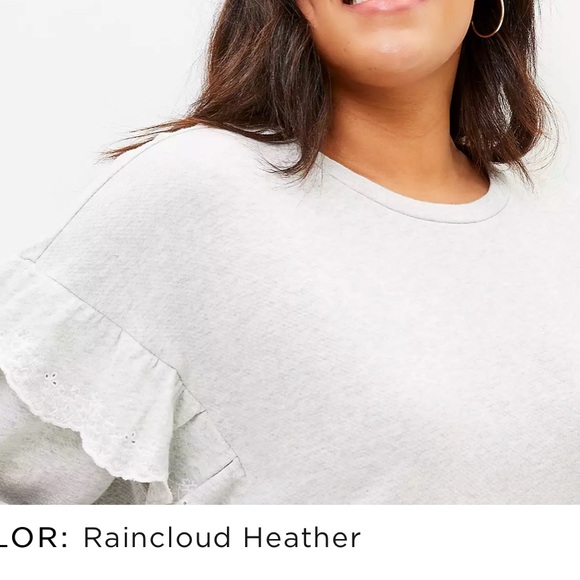 LOFT Embroidered Ruffle Sleeve Sweater - Picture 3 of 10
